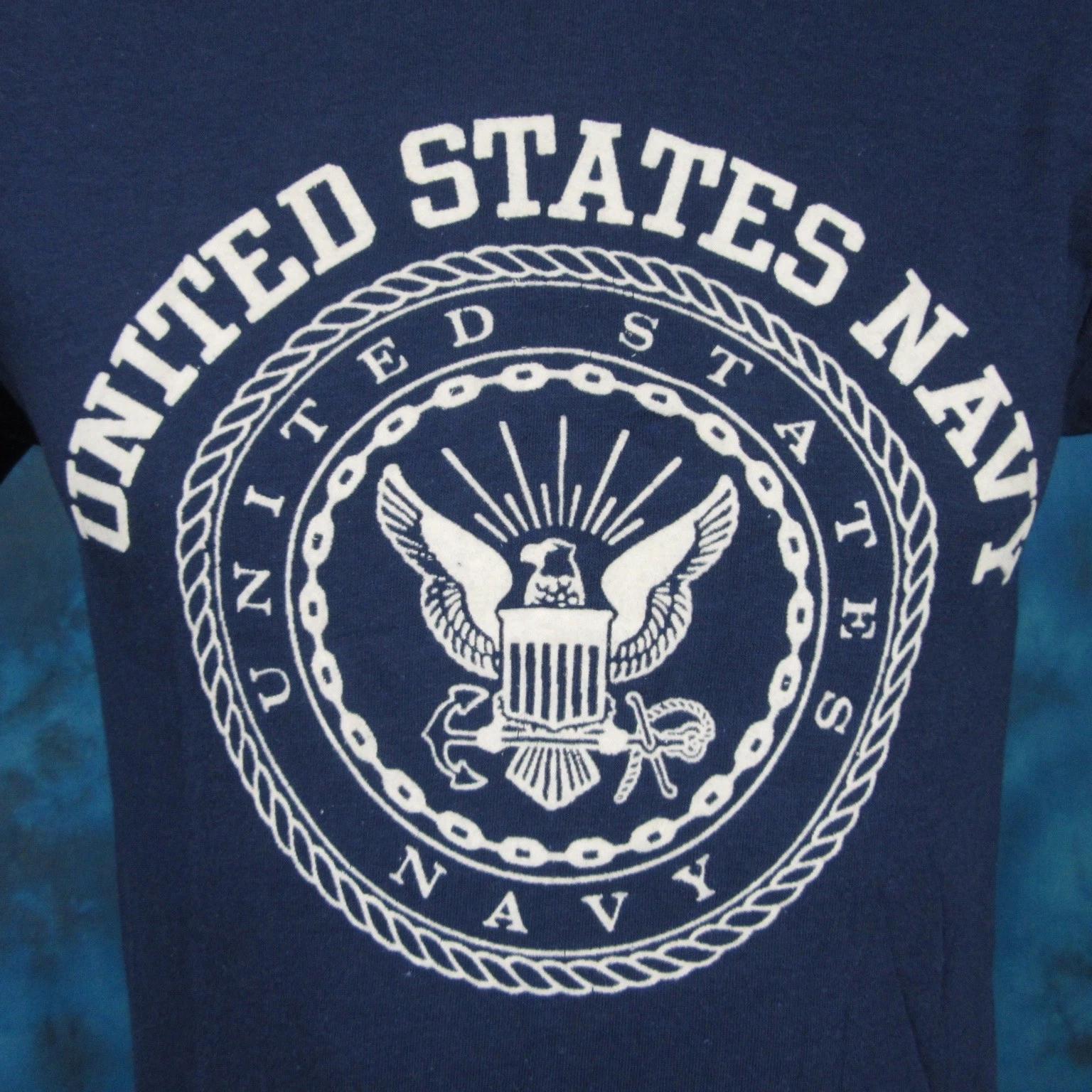 

NOS vintage 80s UNITED STATES NAVY PAPER THIN T-Shirt XS military single stitch XL