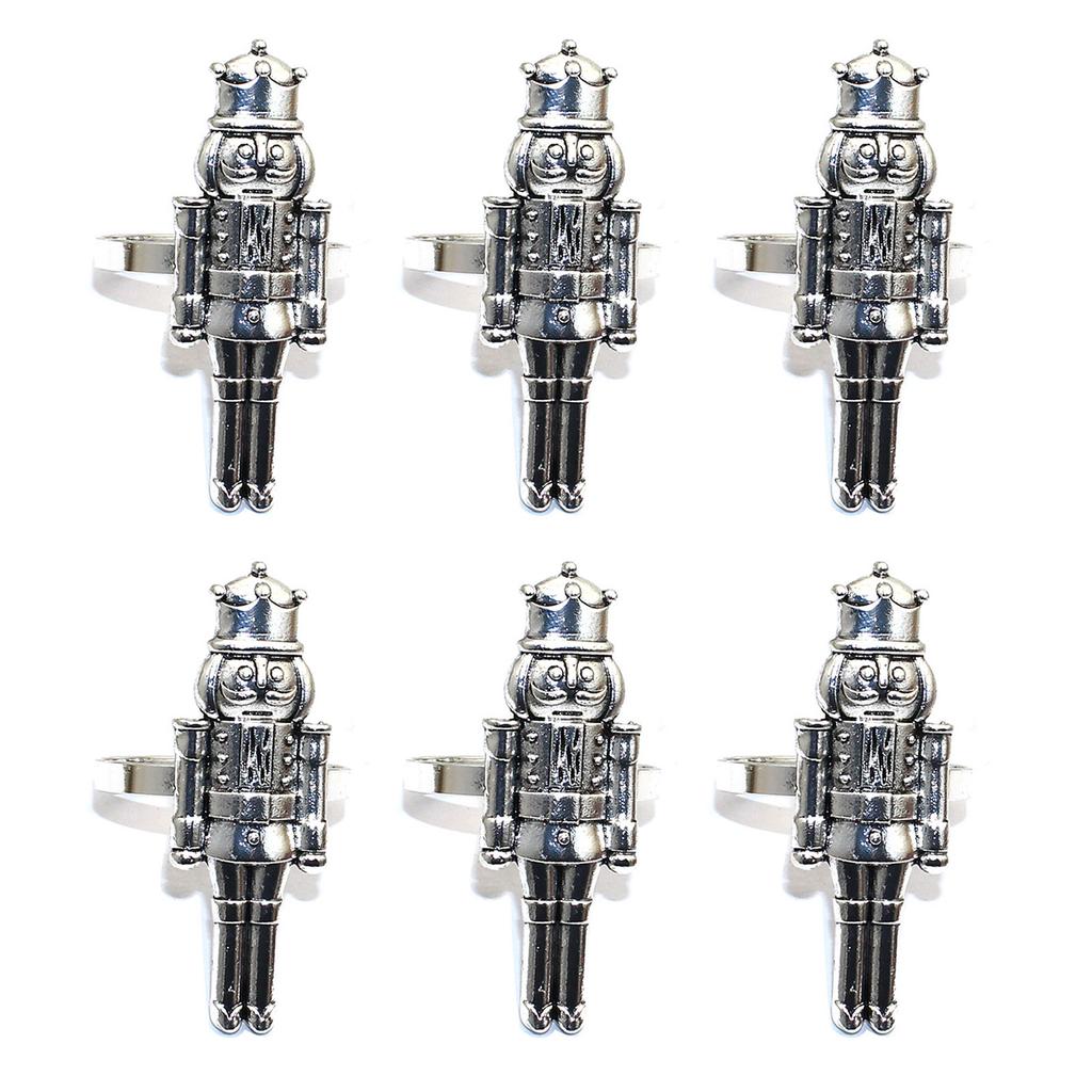 6 Stück Weihnachtsdekoration Nussknacker Serviettenringe Halter für Neujahr Hochzeit Zuhause Weihnachtsfeier Tischdeko Zubehör