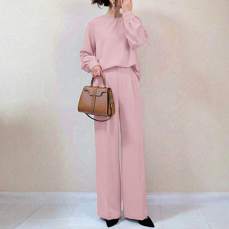 ZANZEA Women Long Sleeve Blouse and Pants Casual Two Piece Suit Sets
