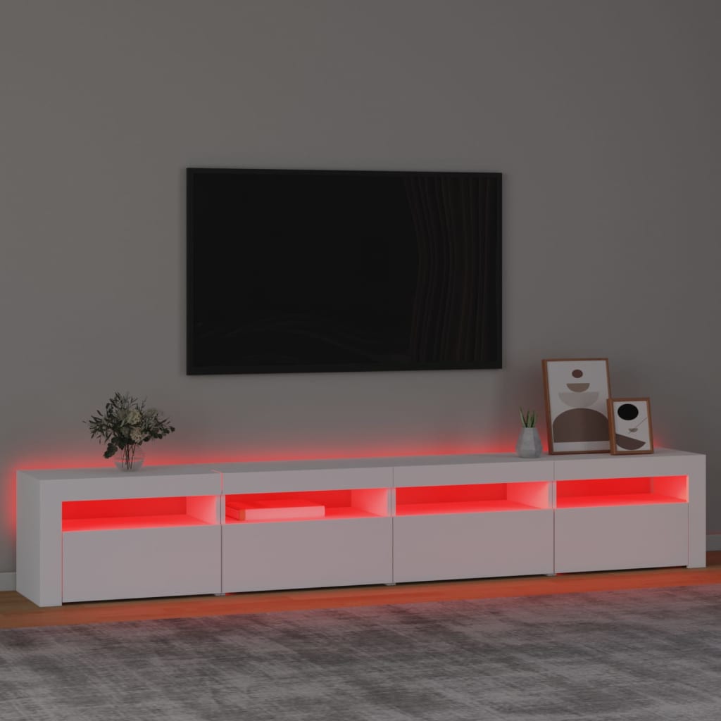 Vidaxl TV Cabinet with LED Lighting, White, 240X35X40 Cm