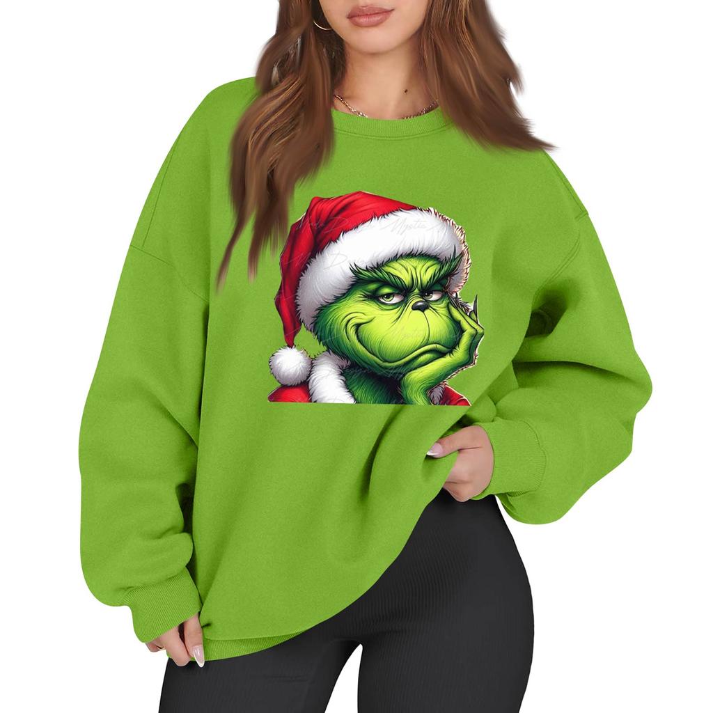 Women's Casual Fashion Long Sleeve Christmas Printed Round Neck Sweatshirt Top