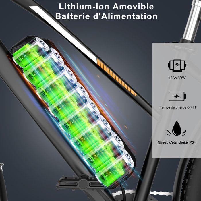 Elektrische fiets E-bike - HITWAY - Zwart - 28"- Afneembare Batterij 36V 12Ah - Shimano 7 Versnellingen - Elektrische Mountainbike + HITWAY Achtermand