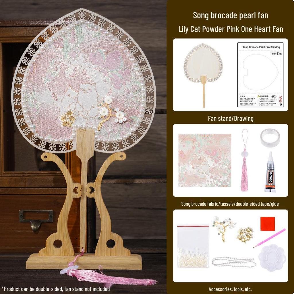 Handmade DIY Song Jin Pearl Fan Kit – Chinese Style Gift for Mother's Day, Team Building, and Salons