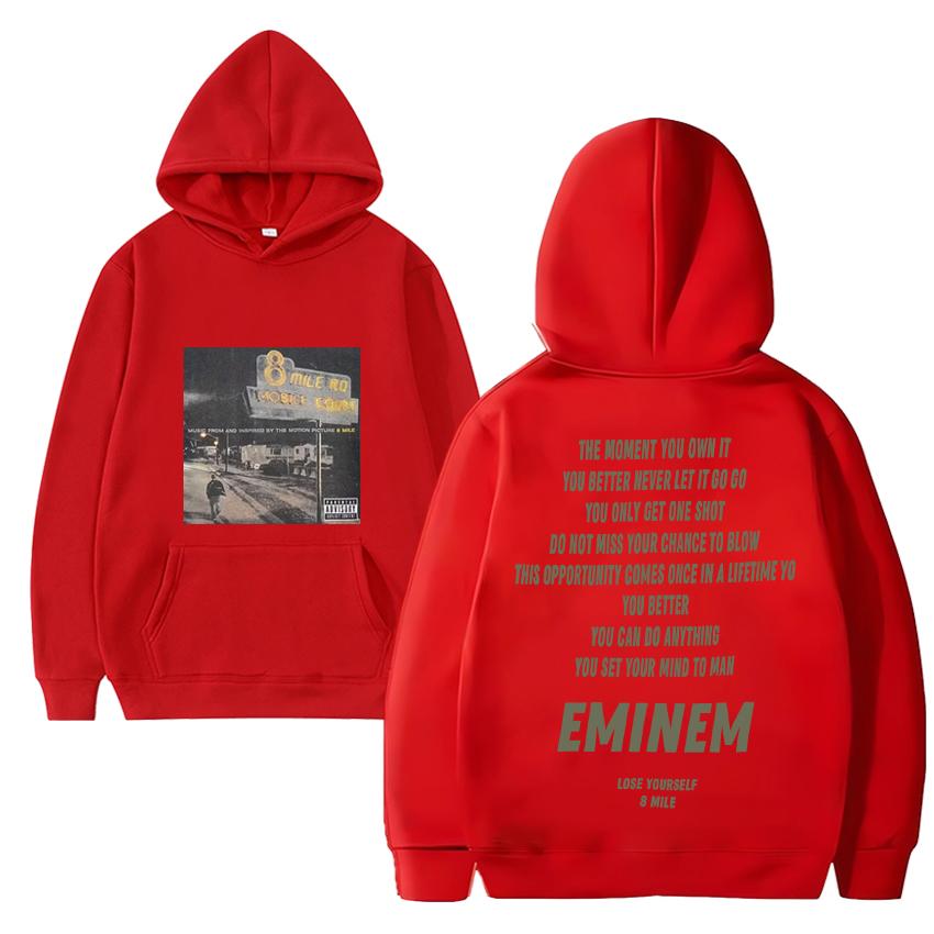 Hot Singer Eminem 8 mile Double Sided print Hoodie 2024 Men Women Casual Fleece Long sleeve Sweatshirt Unisex vintage pullovers