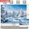 2D Flat Party Backdrop Banner - Snow Theme with Snow-Covered Pine Trees & Blue Sky, Polyester Photo Background for Wedding, Birthday & Family Party