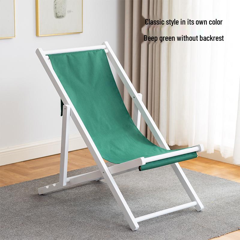 Solid Wood Outdoor Folding Recliner Beach Chair with Canvas for Adults