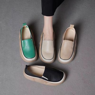 Feet Feeling Casual Soft Leather Shoes for Women In Autumn Simple Retro Women's Single Shoes Fashion Loafers Shoes