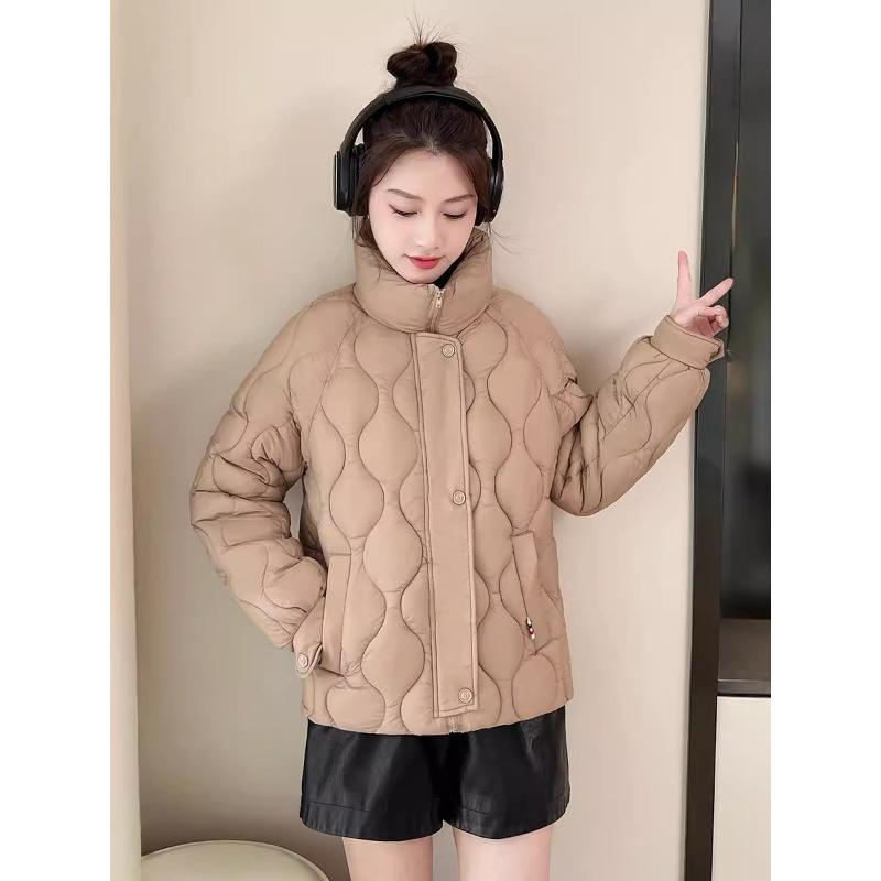 Dámská větruodolná lehká nadýchaná teplá do chladného počasí volná krátká ležérní sportovní bunda z vysoce kvalitní látky bavlněná bunda kabát