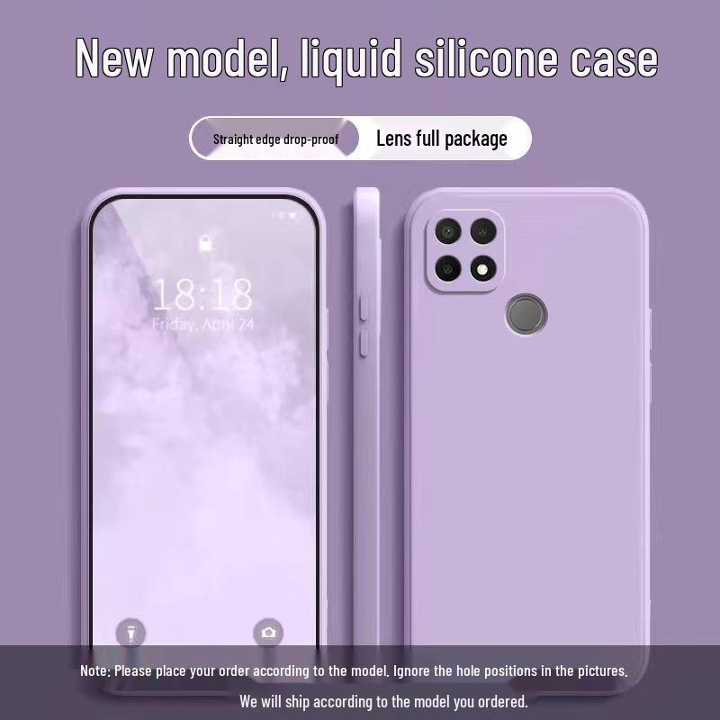 Realme V3 Phone Case: Solid Color, Liquid Full Coverage, Drop Protection, Straight Edge, Soft Shell.