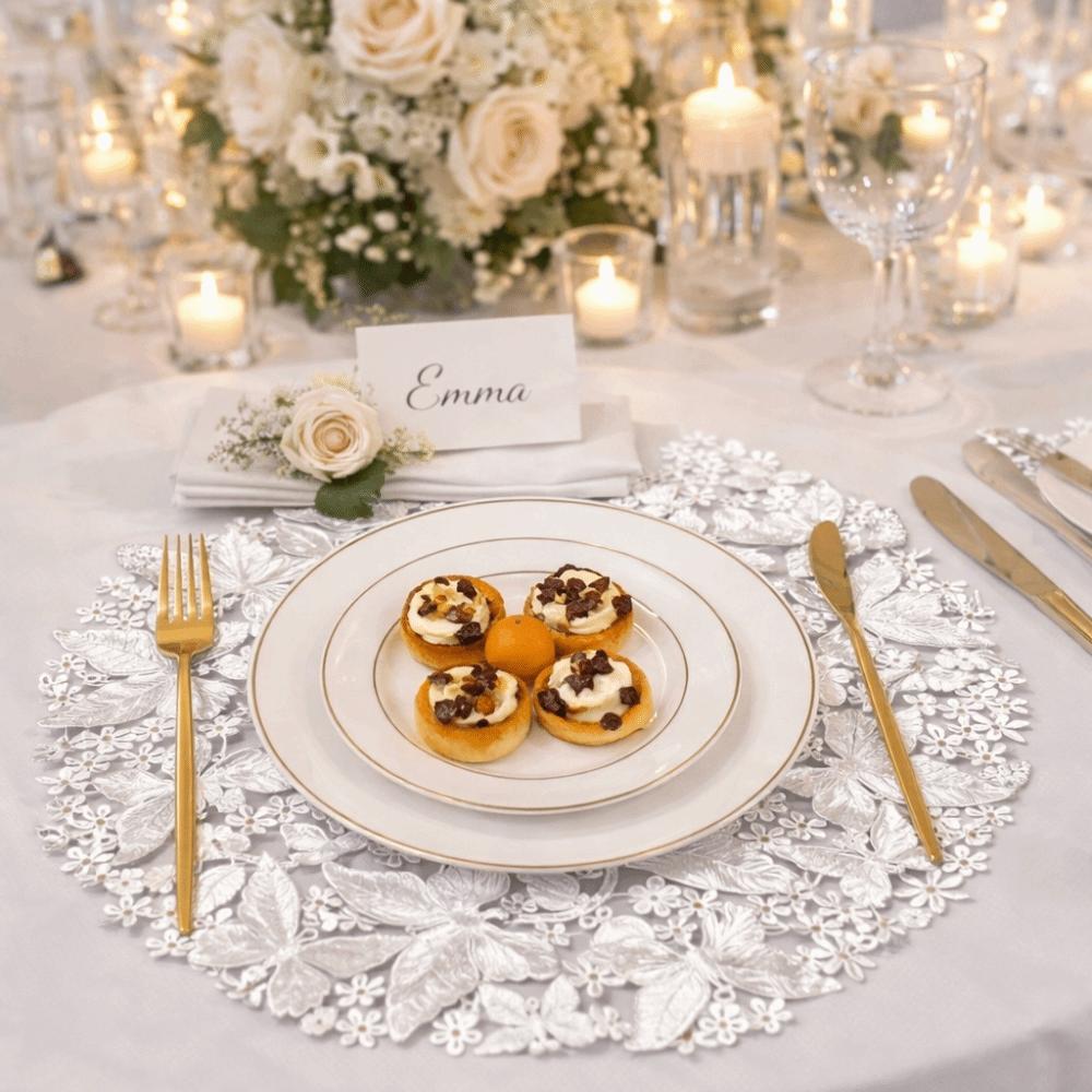 2 Pieces Non-Slip Round Table Mat Hollow Out Coaster Table Decor PVC Place Mat  Coffee Dining