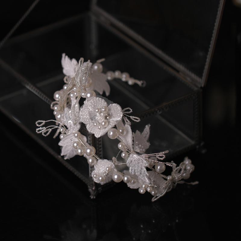 Sequin Handmade Woven Pearl Flower Headband Crown Korean Style Headdress Accessories Bride's Wedding Headdress