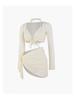 2025 Summer Bikini Set Women Sexy Swimsuit Chic Solid Four-Piece Halter Lace Up Female Swimwear New Fashion Korean Bathing Beachwear