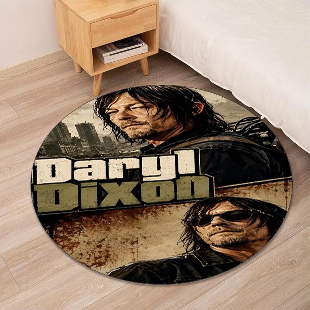 Daryl and Rick Printed Round Rug Carpet Chair Rug Area Rug Entryway Doormats,for Office Chair Living Room Bedroom Kitchen Room.