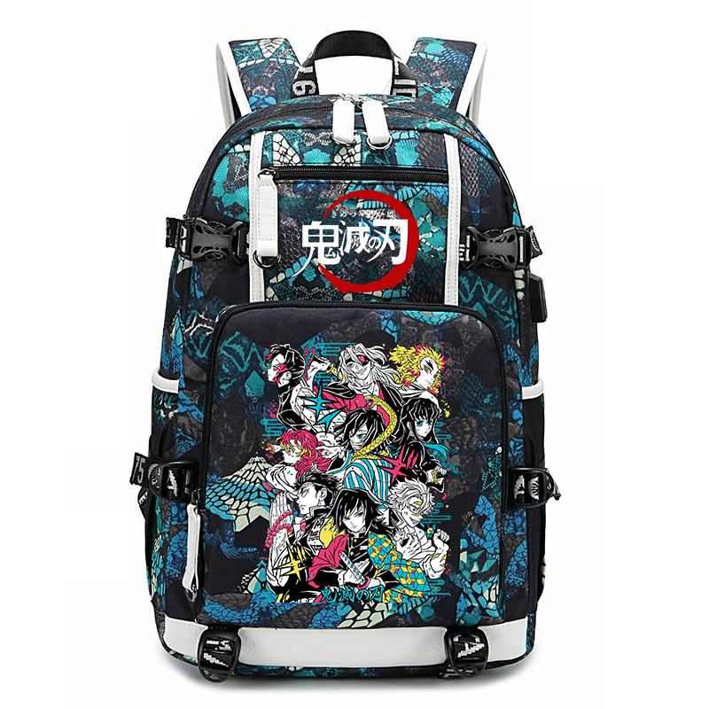 Demon Slayer Anime Print School Backpack Large Capacity Travel Bookbag for Boys Girls Kids Student