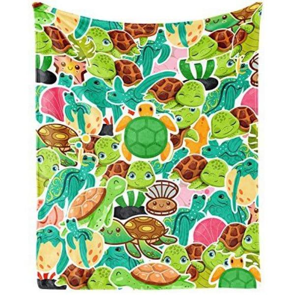 Turtle Blanket Gift Vintage Marine Animal Theme Decorative Flannel Blanket
