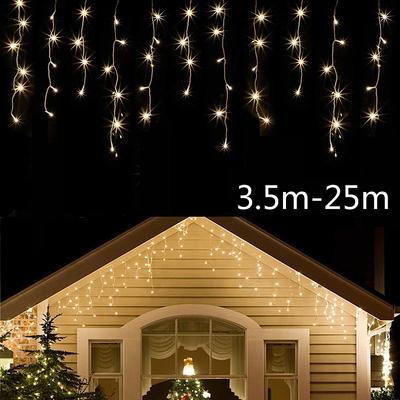 3.5M-25M LED String Lights Curtain Icicle Fairy Lights Christmas Lights Garland For New Year Party Garden Wedding Terrace Home Decoration