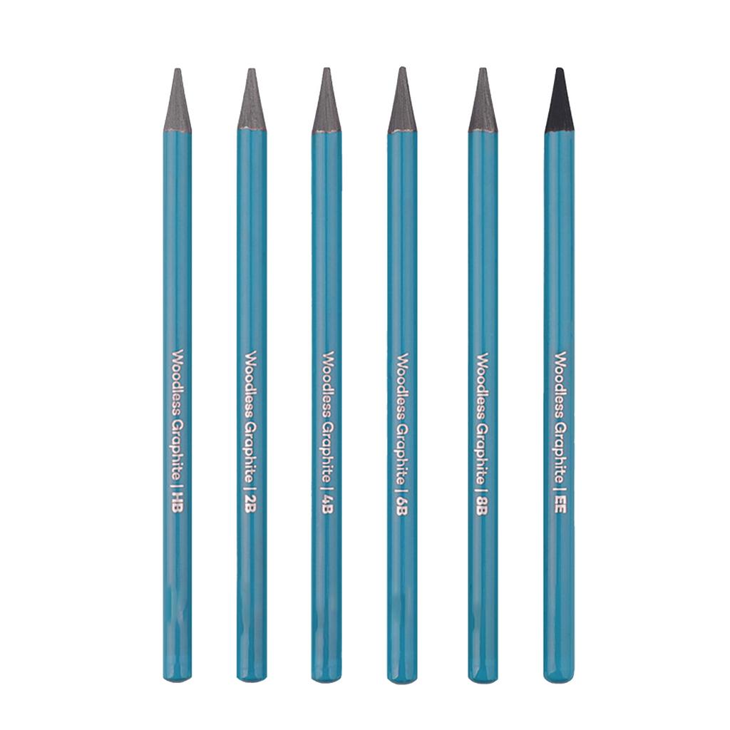 6 PCS Graphite Pencil Set HB 2B 4B 6B 8B EE Professional Woodless Graphite Pencils for Drawing
