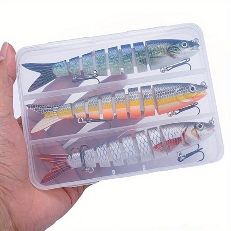 3Pcs Slow Sinking Fishing Baits Wobblers Multiple Sections Fishing Lures 3D Artificial Fishing Lures Swimbait Wobblers
