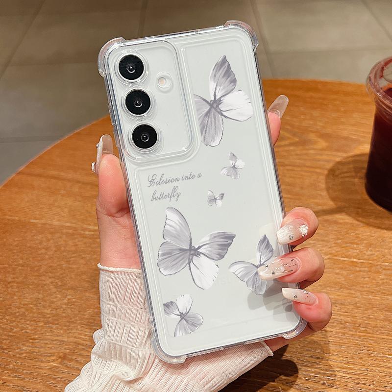 

Для Samsung S25 Ultra S24 FE S23 A56 A36 A16 A55 A15 A05S чехол с рисунком бабочки прозрачный силиконовый противоударный защитный мягкий чехол для телефона Samsung A36 5G