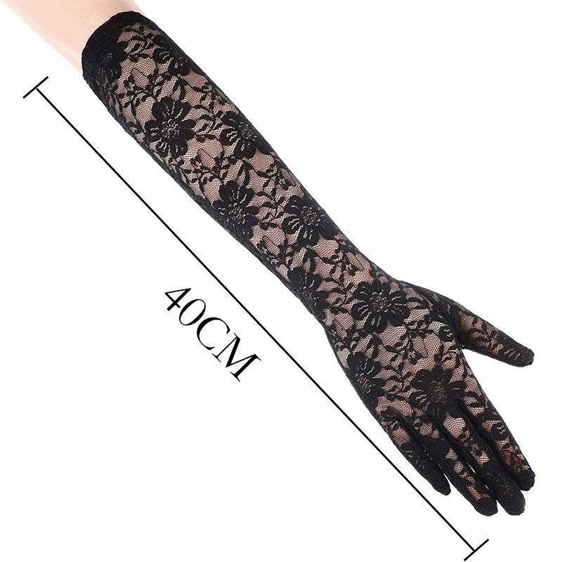 Netzstoff Fischernetz Schleife Lange Handschuhe für Damen Spitze Rüschen Fingerlose Handschuhe Fäustlinge JK Lolita Kawaii Weiße Handschuhe UV-Schutz Y2k