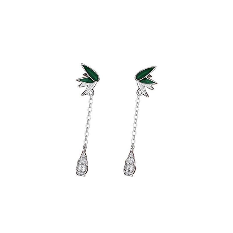 

Серьги с кисточками из листьев бамбука и побегами бамбука. Новые модные и универсальные серьги в китайском стиле с литературной тематикой