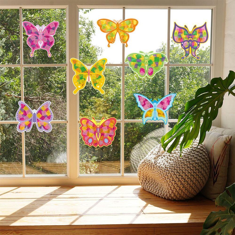 Multicolor DIY Sun Catcher Pendant Butterfly Princess Paper Handmade Art Craft Accessories DIY Craft Kit Home Decoration