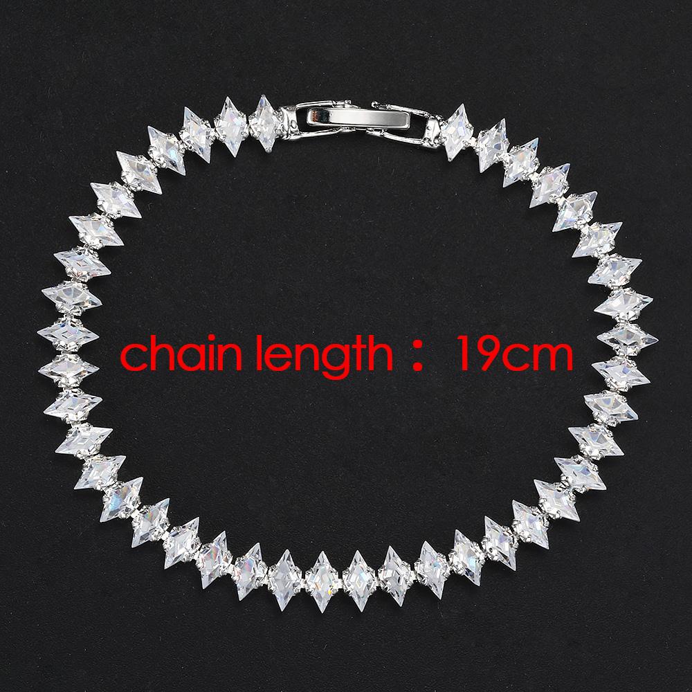

Luxury Elegant Rhombus Cubic Zircon Tennis Bracelet for Women Gold Color Thin Chain Wedding Jewelry Accessories Wholesale Gift