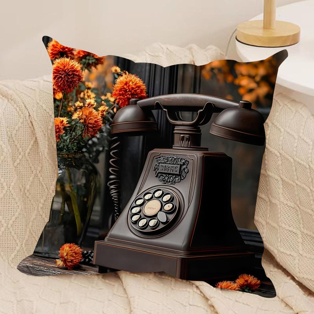 Brown Retro Autumn Time Cushion Cover Silky Short Plush Invisible Zipper Dustproof Sofa Pillow Case For Home Decor