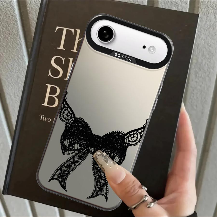 Back Phone Cover Case for iPhone 17 Pro Max XS 16 12 15 Plus 13 Pro 11 14 XR Air Retro Black Lace