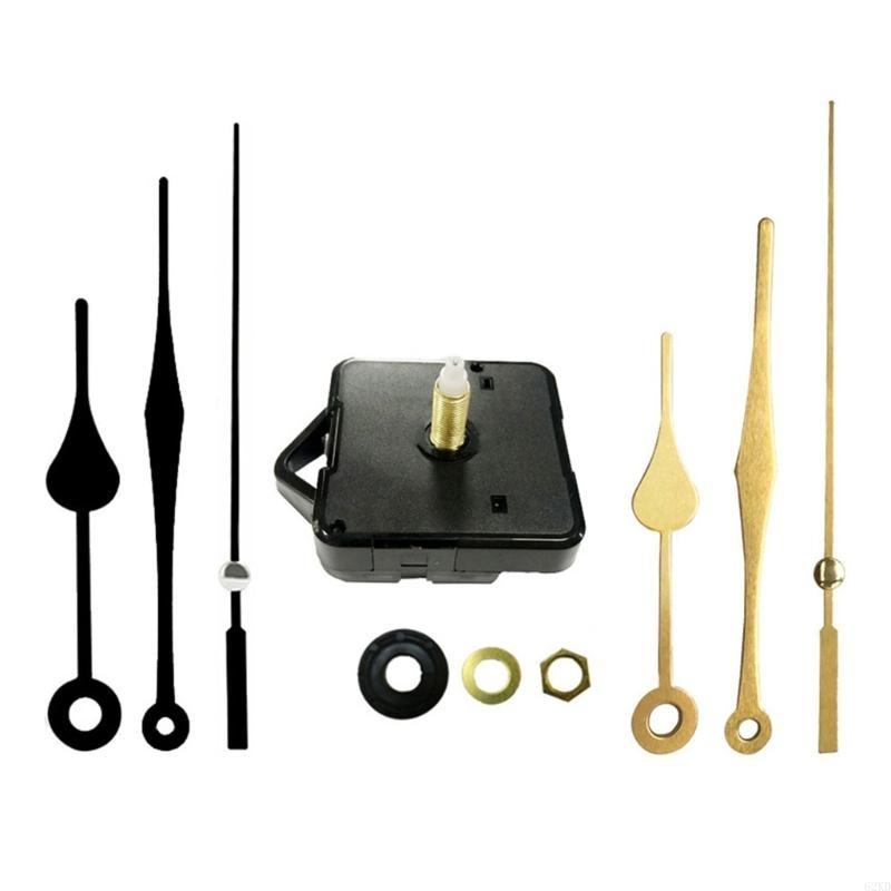 62KD Wall Clock Repair Part DIY Wooden Clock Mechanism with 10 Sets Clock Hands Low Noise Movement 23.5mm Shaft Length