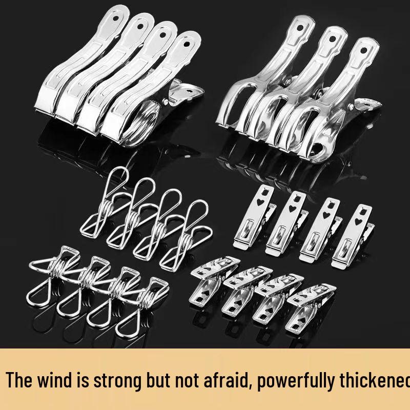 Stainless Steel Sock and Clothes Peg Clips – Windproof Hanger Accessory