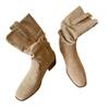Höhenverlängernde Retro-Western-Cowboystiefel mattierte kurze Stiefel Damen 2025 Herbst neu dicker Absatz kleiner kurzer Schaft Stapelstiefel