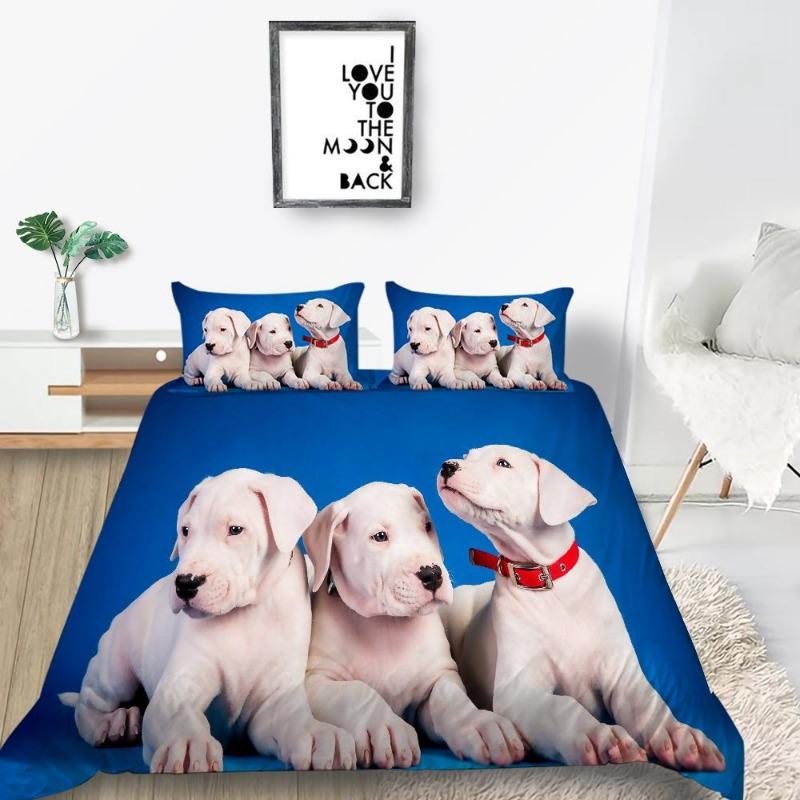 Luxury Down Duvet Cover Pillowcase Pet Dog Pattern Bedding Set Single Bed/double Bed/super Large Bed Size Ultra-fine Fiber Quick Drying Material