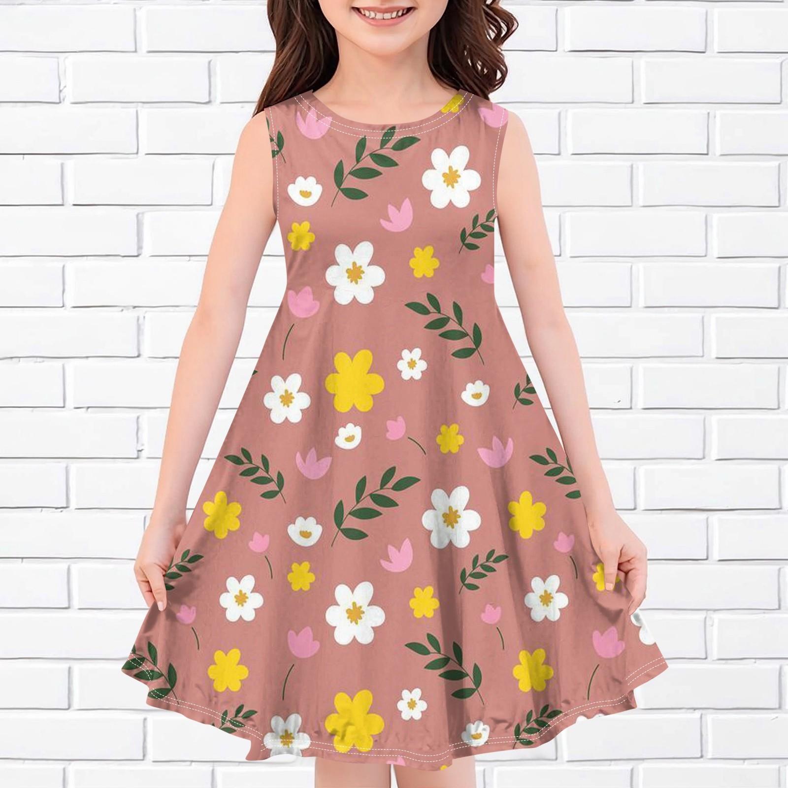 

Детское летнее повседневное модное платье без рукавов с круглым вырезом и принтом 160 верблюд