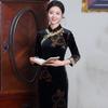 Black Velvet Mother Outfit New Chinese Style Long Autumn Long-sleeved Cheongsam Improved Women's Retro Slim Spring and Autumn Clothing