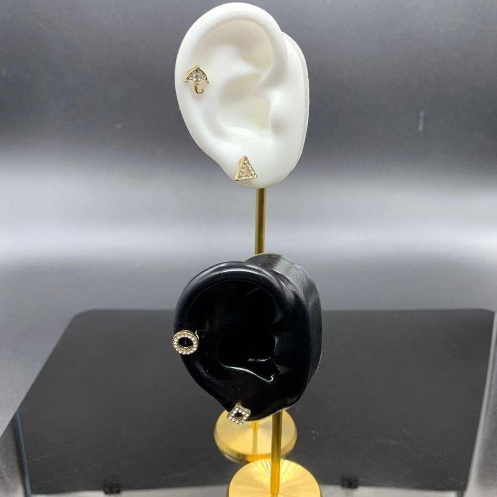 

Household Microlandscape Ear Model Stud Holder Earring Stand Storage Frame Jewelry Display Rack white-right ear&long