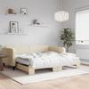 VidaXL Daybed with Trundle and Mattress Cream 100x200 Cm Fabric 3196843