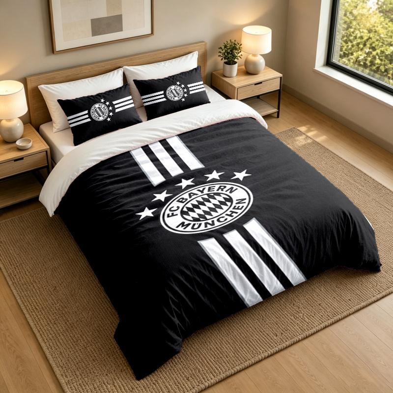 3-Piece Bed Sheet Set with Bayern Munich Design, 1 Flat Sheet and 2 Pillowcases for Bedroom