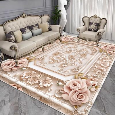 European Light Luxury Carpet Living Room Large Size Flower Pattern Home Bedroom Decor Rugs Washable Lounge Non-slip Floor Mats