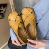 Leather Square Head Sandals Women's 2025 Summer New Hollow Retro Woven Fashion Versatile Two Wear Platform Roman Shoes