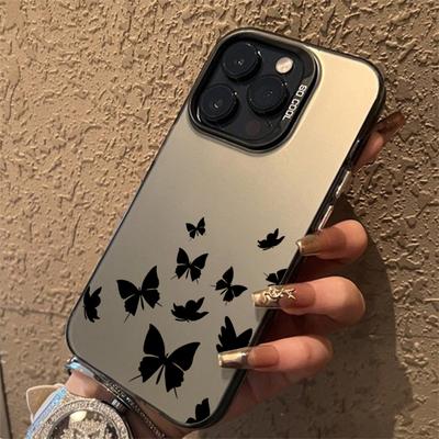 Für iPhone 15 Pro 16 Plus 14 Pro Max 13 12 11 X XS XR 7 8 SE Stoßfeste Zeichnung Schmetterling Linsenschutz Beschichtete Hülle