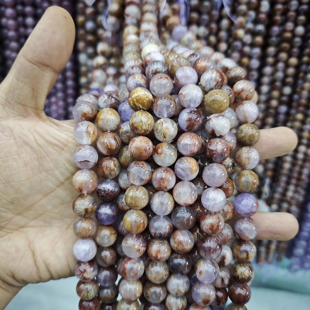Purple Series Amethyst & Super Seven Crystal Beads: Round, Natural Stone, DIY Jewelry Accessories