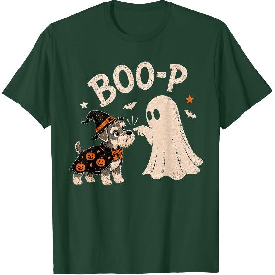 Miniature Schnauzer Boo Boo-p Ghost Nose Boop Halloween Dog T-Shirt