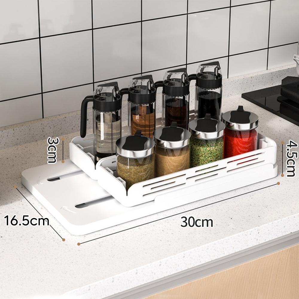 1/2 Tiers Kitchen Sliding Spice Rack Rotating Spice Jars Storage Shelf For Cabinet Seasoning Holder Kitchen Organizer