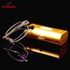 Gold Nickel-Copper Alloy Frame Reading Glasses Ultra-Light Portable Fold Full-Rim Spectacles +0.75 +1 +1.25 +1.5 +1.75 To +4