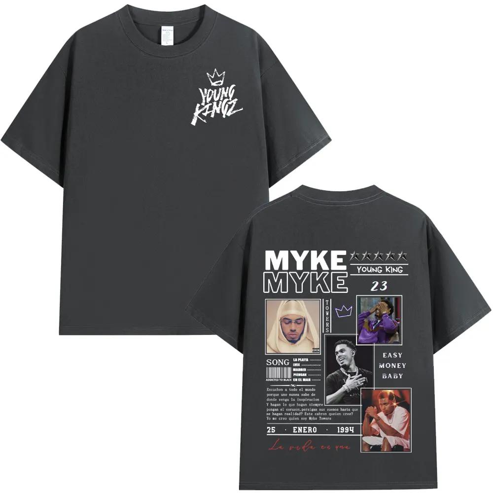 Rapper Myke Towers Graphic T-shirts Men Women Clothing Fashion Hip Hop Oversized T Shirt Unisex Cotton Short Sleeve T-shirt Tops