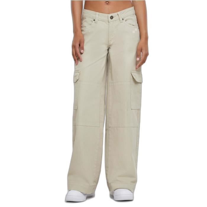 Jeans Cargo Femme - Urban Classics - Blanc Cassé - Denim Robuste - Poches Cargo - Taille Standard