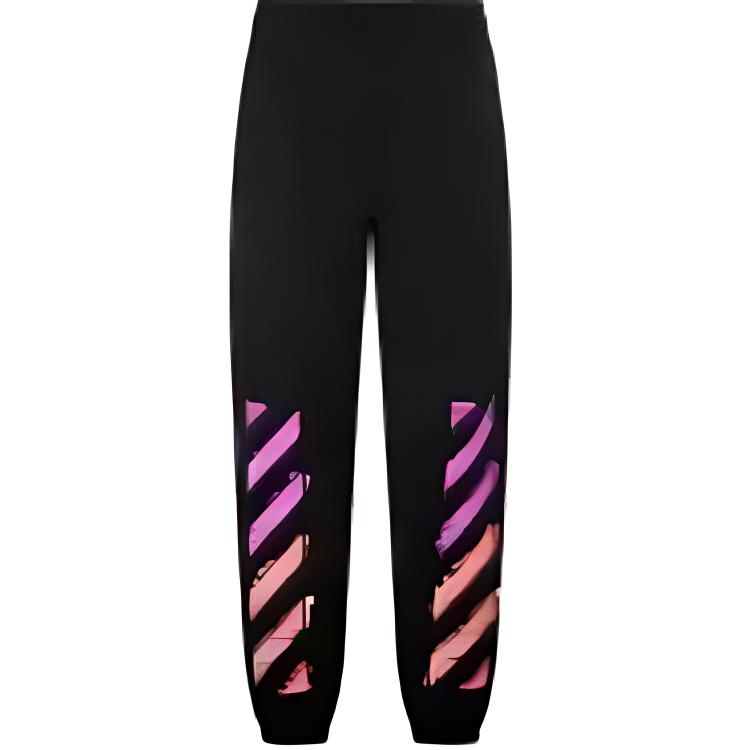 OFF WHITE Dinosaur Series Knitted Sweatpants Men's Black Moderate Cuffed Pants OMCH029R21FLE0011032-1