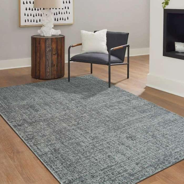 Tapis salon en laine gris foncé 200x290