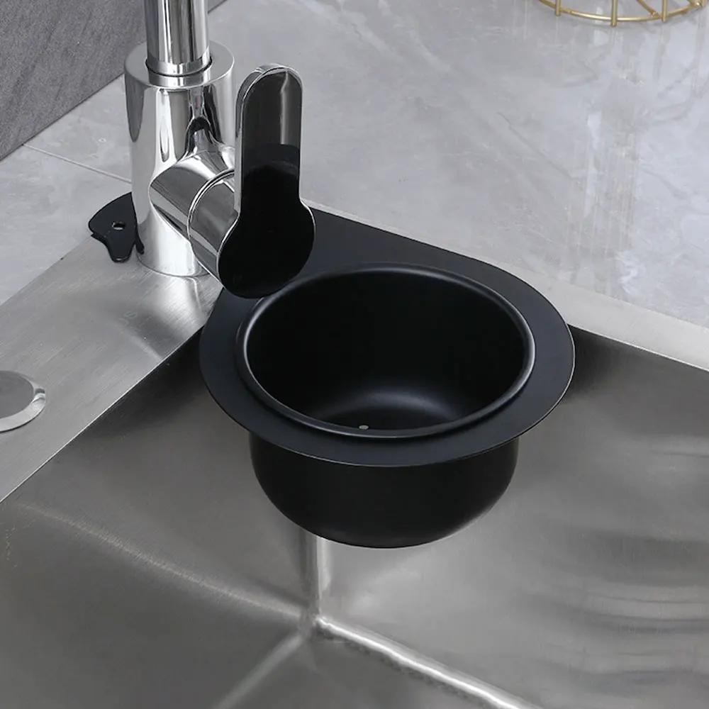 Edelstahl Eckspüle Schwarz Siebkorb Schwan Küchenspüle Lebensmittel Abtropfkorb Abtropfgestell Küche Dreieckiges Ablageregal